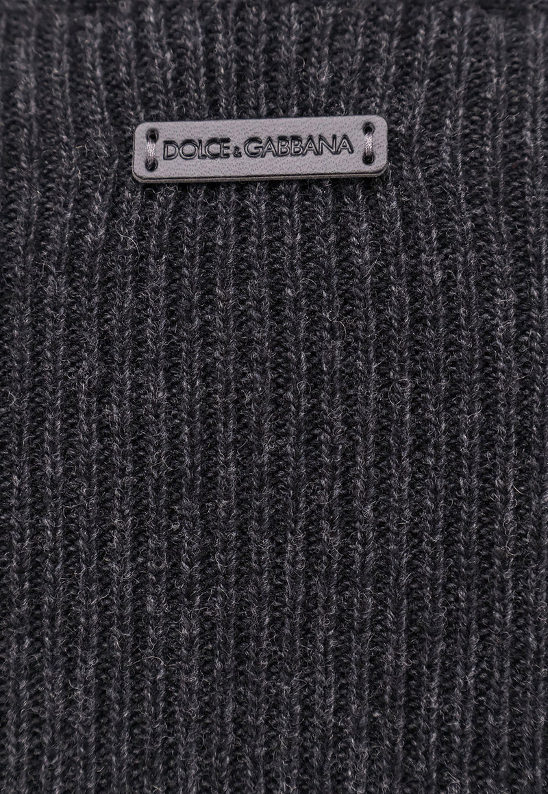 Dolce & Gabbana Logo Patch Knitted Sweater Gray GXX64TJFMDZ_S8292