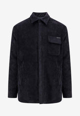 Dolce & Gabbana Logo Patch Corduroy Padded Shirt  Black G5MC4TFUWDL_N0000