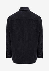 Dolce & Gabbana Logo Patch Corduroy Padded Shirt  Black G5MC4TFUWDL_N0000