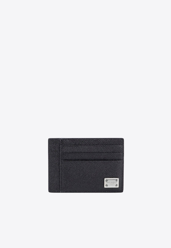 Dolce & Gabbana Logo Plaque Dauphine Leather Cardholder Black BP3325AG219_80999