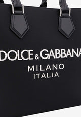 Dolce & Gabbana Logo Print Canvas Tote Bag Black BM2272AG182_8B956