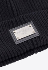 Dolce & Gabbana Logo Plaque Knitted Beanie Black GXK63TJEMQ5_N0000