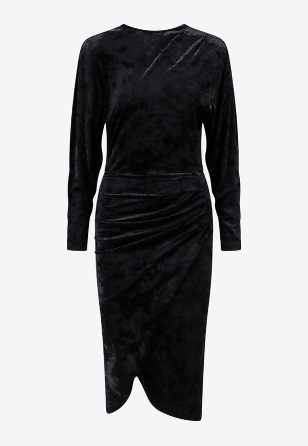 Isabel Marant Etoile Hadley Velvet Draped Midi Dress Black RO0603FAB3K01E_01BK