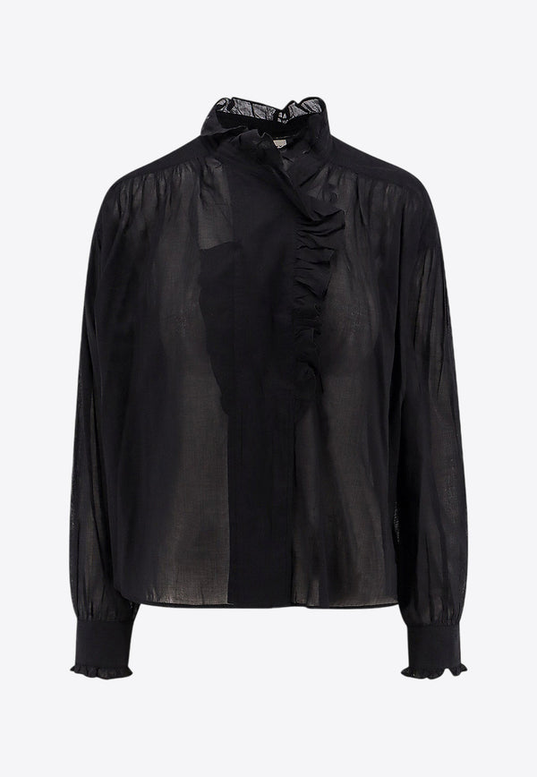 Isabel Marant Etoile Pamiala Ruffled Blouse Black HT0501FAA1J03E_01BK