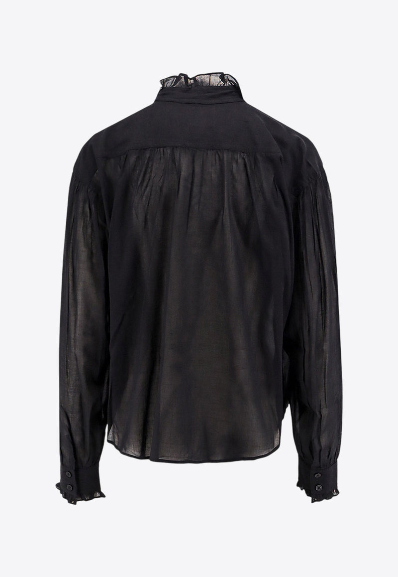 Isabel Marant Etoile Pamiala Ruffled Blouse Black HT0501FAA1J03E_01BK