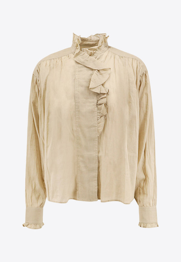 Isabel Marant Etoile Pamiala Ruffled Blouse Beige HT0501FAA1J03E_67LK