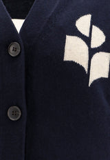 Isabel Marant Etoile Karin Logo Intarsia Knitted Cardigan Midnight Blue CA0008FAA1X05E_30MI