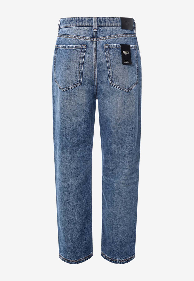 Fendi FF Logo Straight-Leg Jeans Blue FLP285AS02_F0RBB