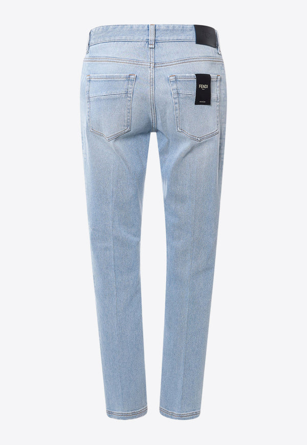 Fendi FF Logo Tapered Jeans Blue FLP288AS04_F1ILO