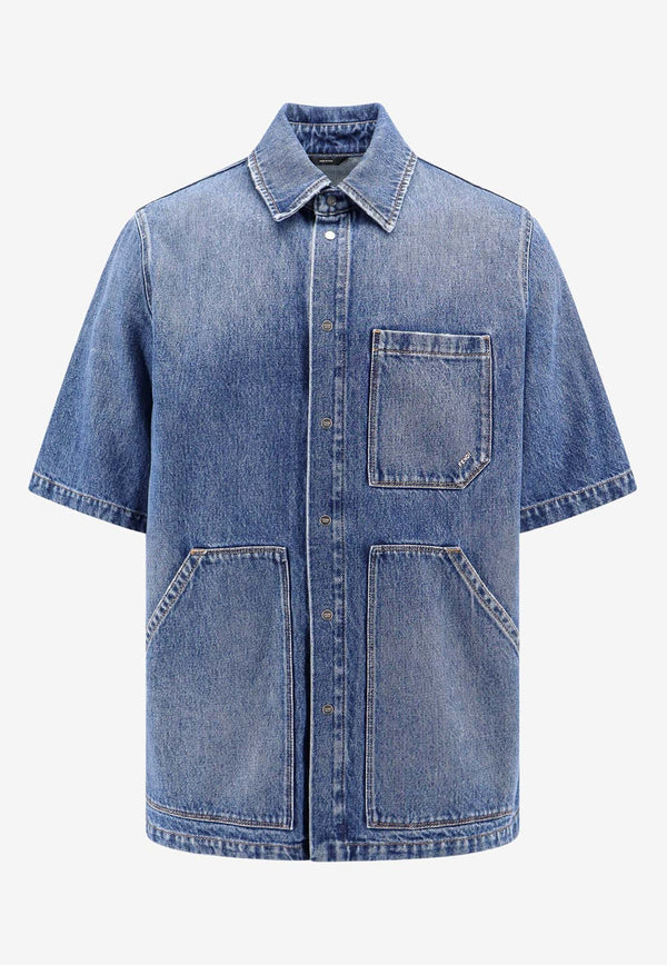 Fendi Short-Sleeved Denim Shirt Blue FW1315AS02_F0RBB