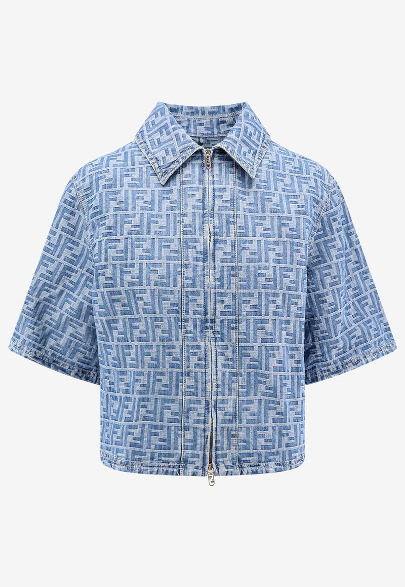 Fendi FF Jacquard Denim Shirt Jacket Blue FLF790AS8K_F1P2O