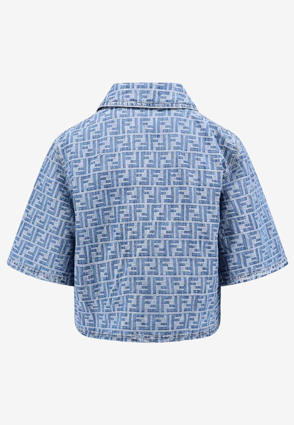 Fendi FF Jacquard Denim Shirt Jacket Blue FLF790AS8K_F1P2O