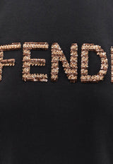 Fendi Sequined Logo T-shirt Black FS7254AS8G_F0GME