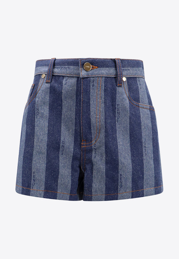 Fendi Pequin Stripes Mini Denim Shorts Blue FLP839AS8J_F0QB0