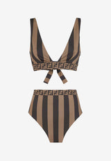 Fendi FF Jacquard Stripe Pequin Bikini Brown FXBA26AQBZ_F13IZ