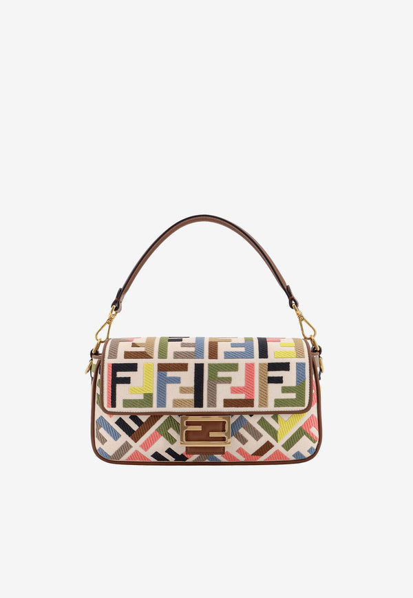 Fendi Medium Baguette FF Embroidered Shoulder Bag Multicolor 8BR600ANH4_F1PJ4