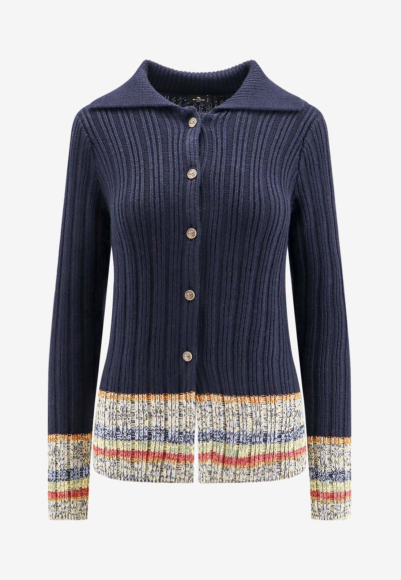 Etro Knitted Wool-Blend Cardigan Blue WRKE0127AV355_B0665