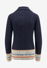 Etro Knitted Wool-Blend Cardigan Blue WRKE0127AV355_B0665