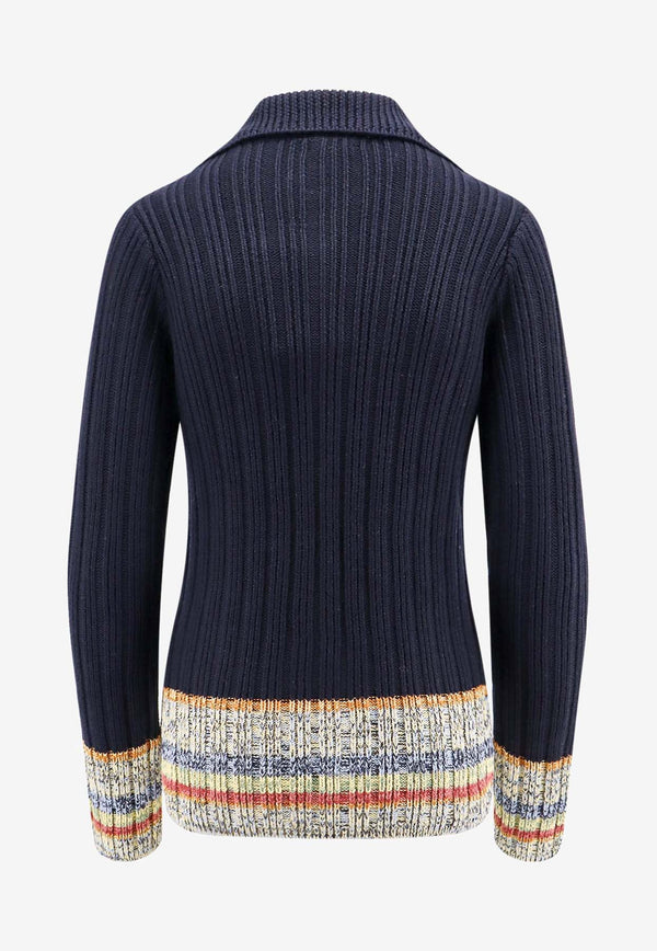 Etro Knitted Wool-Blend Cardigan Blue WRKE0127AV355_B0665