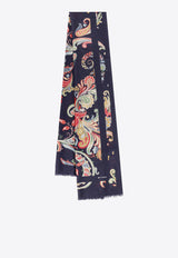 Etro Printed Frayed Scarf Blue WATA0010AV416_X0887