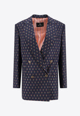 Etro Double-Breasted Floral Jacquard Wool Blazer Blue WRCA003599TJ223_B0065