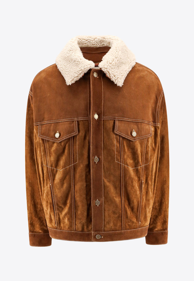 Golden Goose DB Babette Fur-Collar Suede Jacket Brown GMP02039P001671_55194