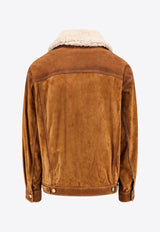 Golden Goose DB Babette Fur-Collar Suede Jacket Brown GMP02039P001671_55194