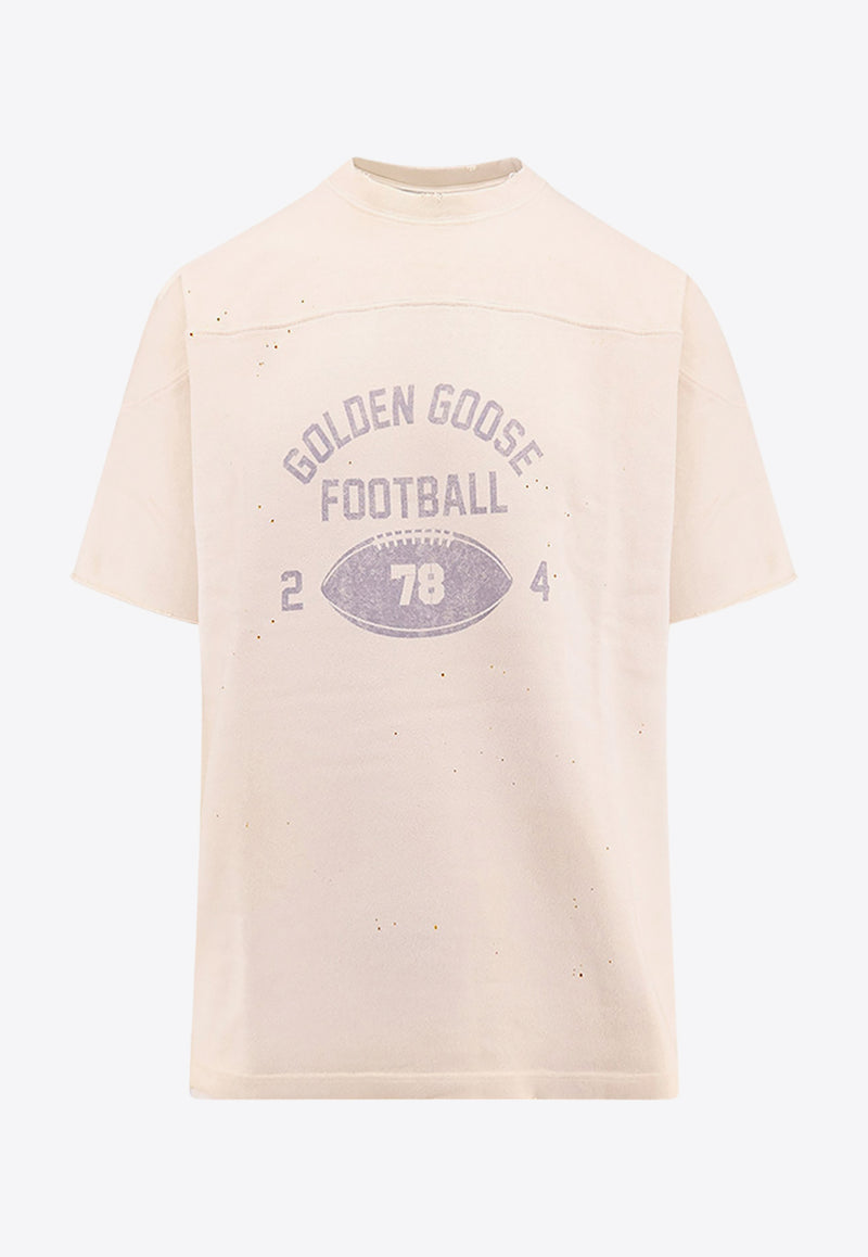 Golden Goose DB Football Print Rib Knit T-shirt White GMP01936P001641_11421