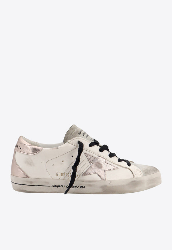 Golden Goose DB Super-Star Distressed Leather Sneakers with Laminated Star White GWF00102F006115_11917