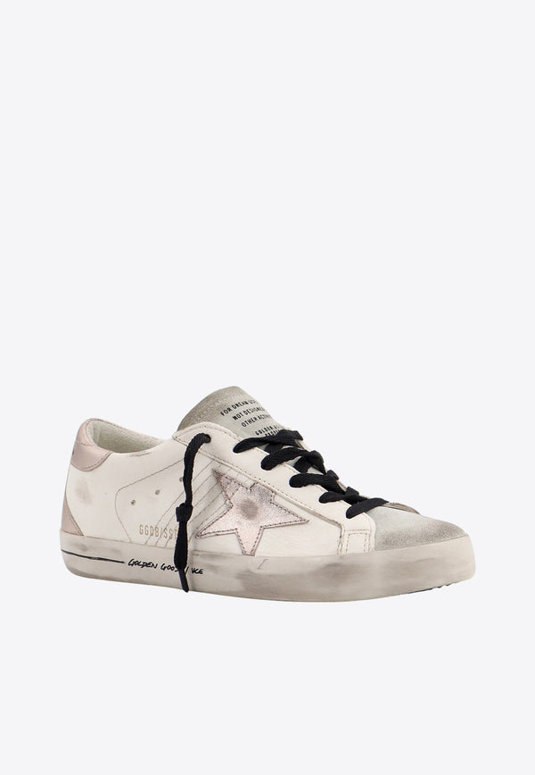 Golden Goose DB Super-Star Distressed Leather Sneakers with Laminated Star White GWF00102F006115_11917