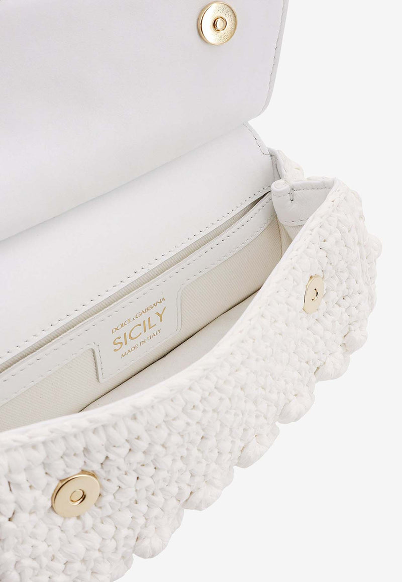 Dolce & Gabbana Small Sicily Raffia Top Handle Bag White BB7116AY208_89642
