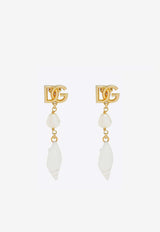 Dolce & Gabbana DG Logo and Shell Drop Earrings Gold WEQ6A2W1111_ZOO00