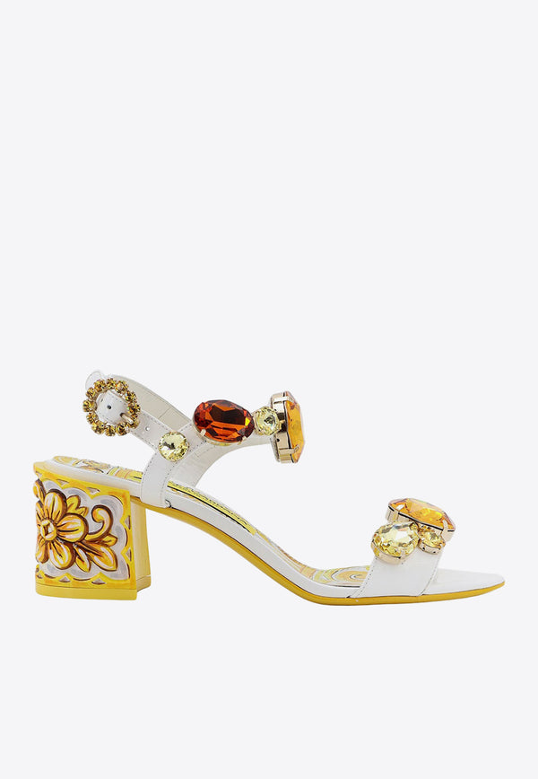 Dolce & Gabbana Keira 60 Embellished Sandals in Patent Leather White CR1733AT848_8V135