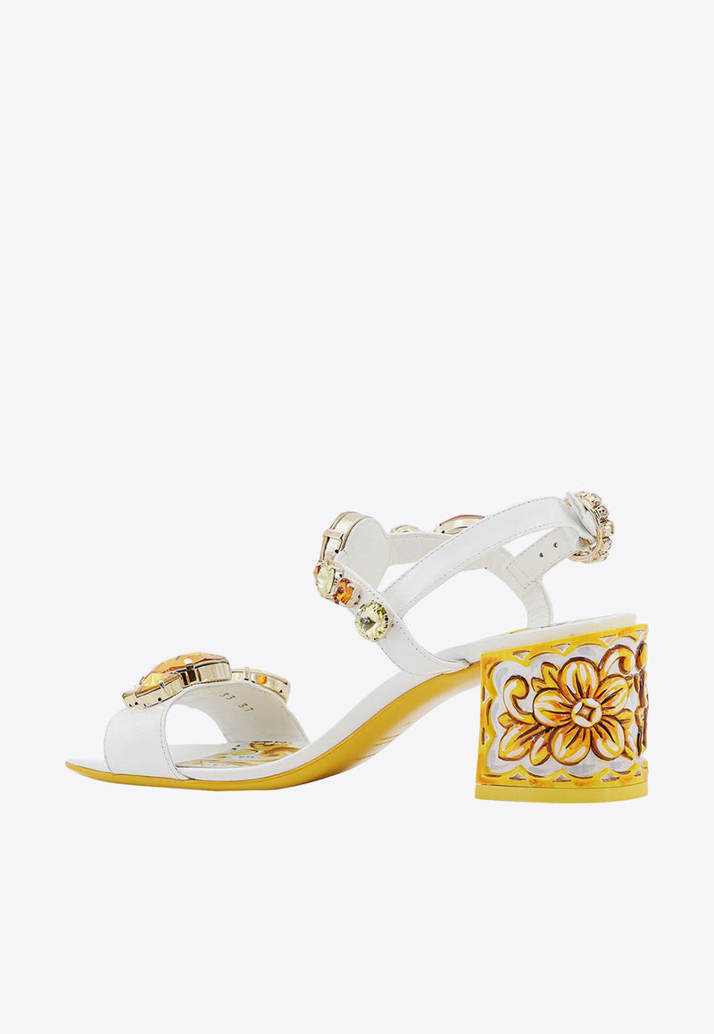 Dolce & Gabbana Keira 60 Embellished Sandals in Patent Leather White CR1733AT848_8V135
