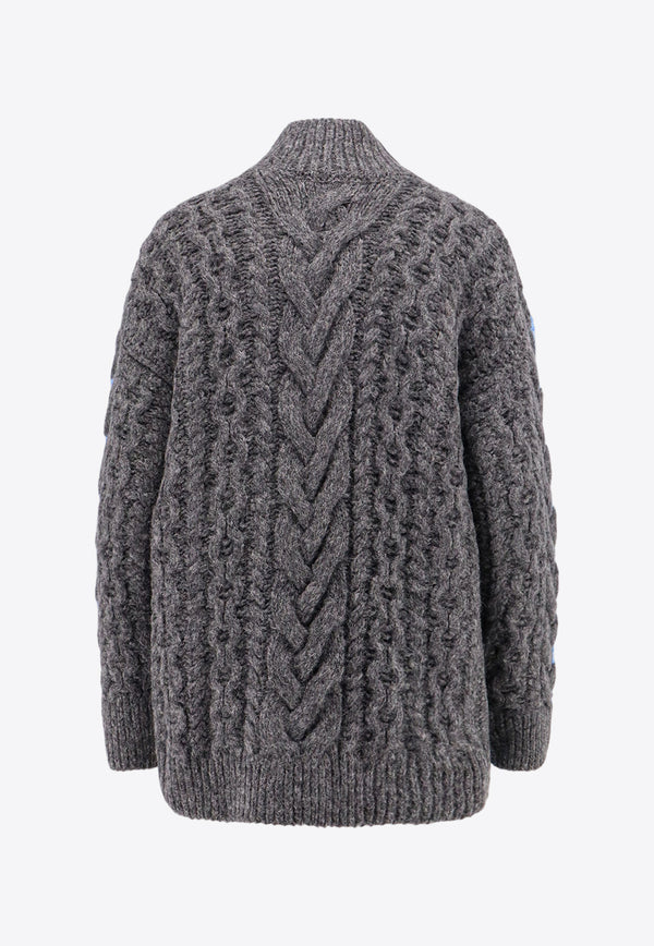 Stella McCartney Two-Tone Cable Knit Oversized Sweater Blue 6K08373S2516_8490