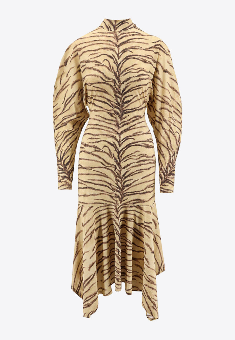 Stella McCartney Animal Print Midi Dress Beige 6J03193SPZ37_9500