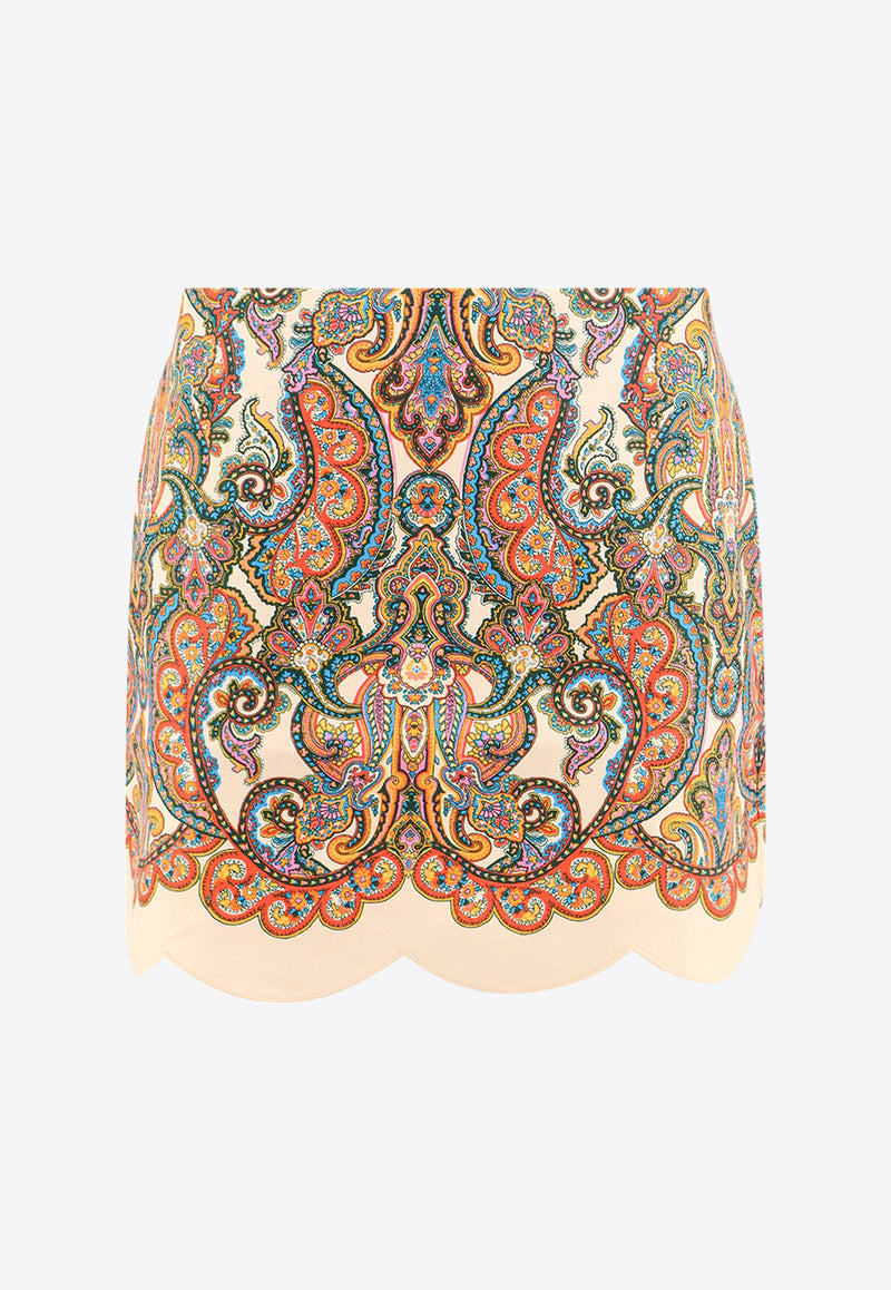 Zimmermann Ottie Paisley Print Scalloped Mini Skirt Multicolor 1258SSS242_MPAI