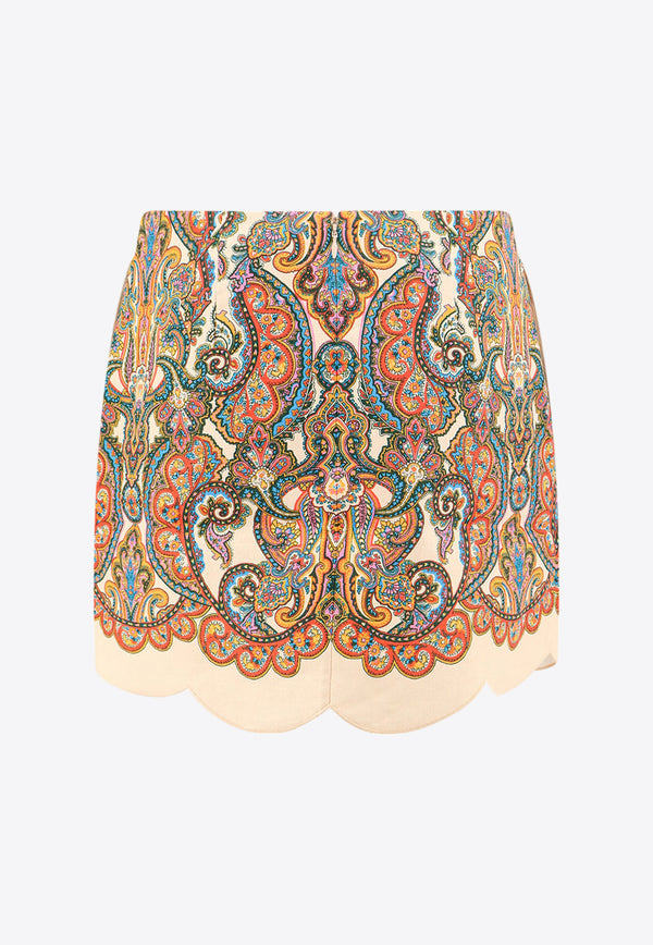 Zimmermann Ottie Paisley Print Scalloped Mini Skirt Multicolor 1258SSS242_MPAI