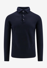 Loro Piana Long-Sleeved Cashmere Polo T-shirt Blue FAF8291_W000