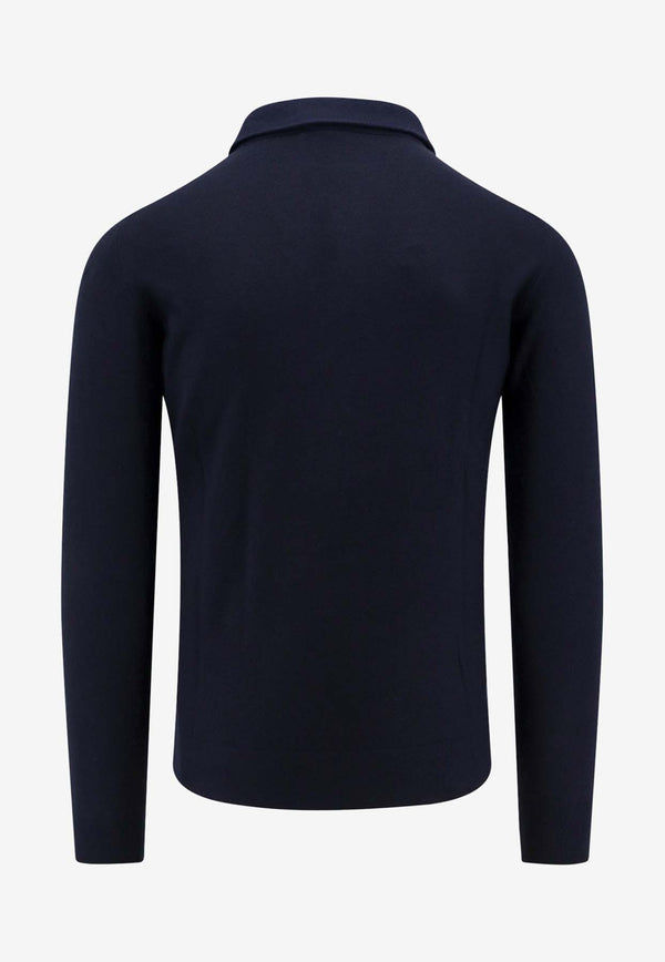 Loro Piana Long-Sleeved Cashmere Polo T-shirt Blue FAF8291_W000