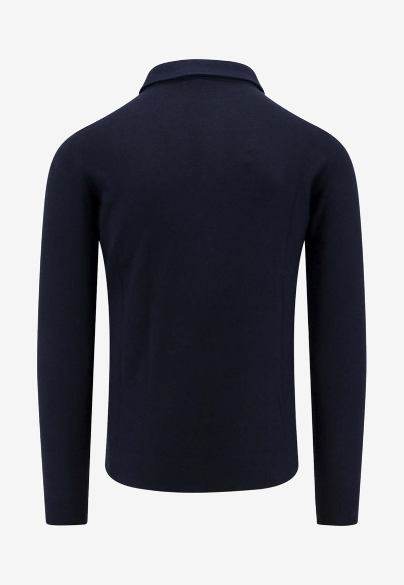 Loro Piana Long-Sleeved Cashmere Polo T-shirt Blue FAF8291_W000