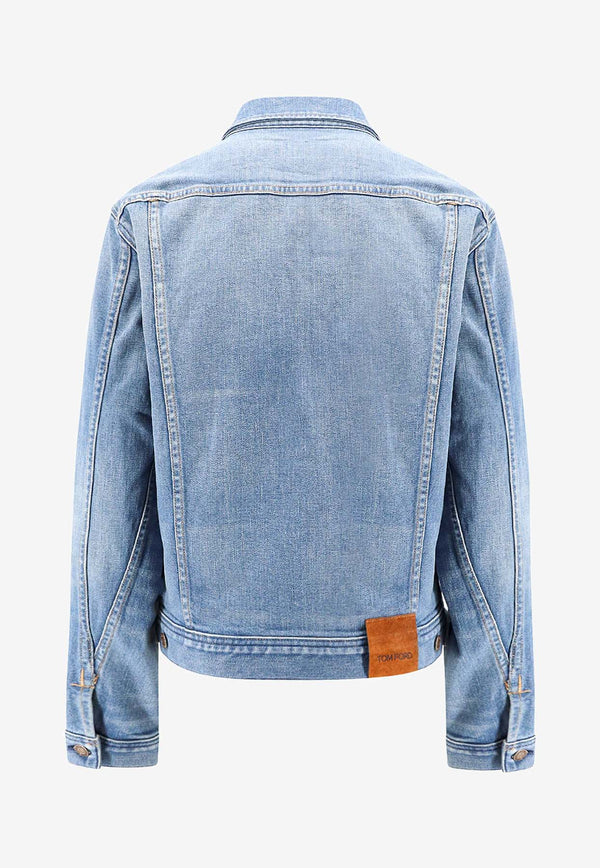 Tom Ford Logo Patch Denim Jacket Blue DJI001DMC049F24_HB414