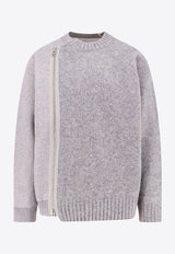 Sacai Zip-Detail Wool Crewneck Sweater Gray 2403459M_376