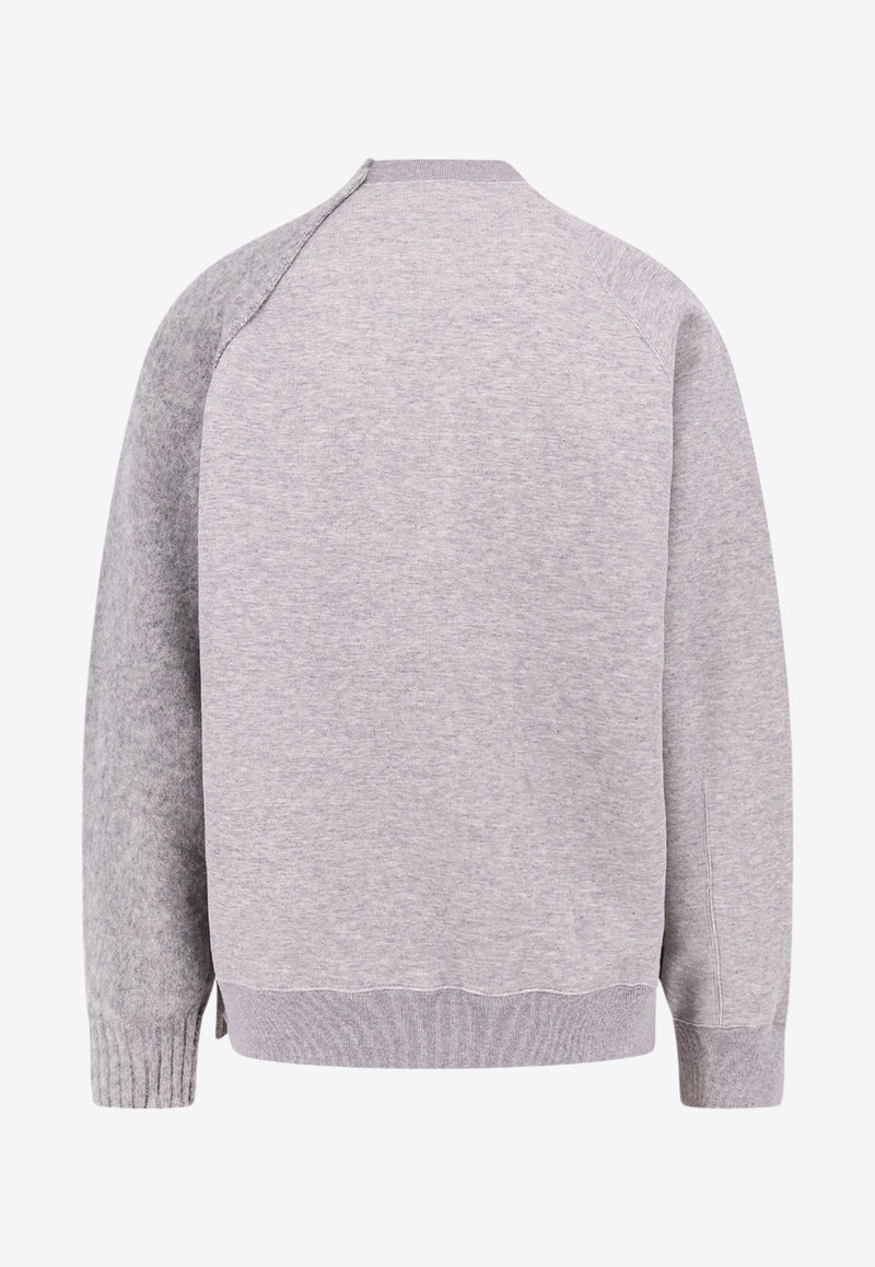 Sacai Zip-Detail Wool Crewneck Sweater Gray 2403459M_376