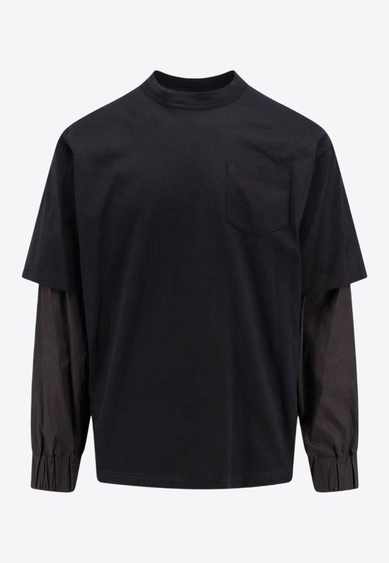 Sacai Long-Sleeved Layered T-shirt Black 2403468M_001