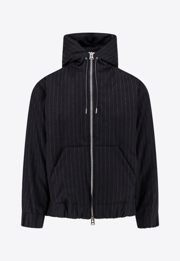 Sacai Pinstripe Zip-Up Hooded Jacket Black 2403478M_001