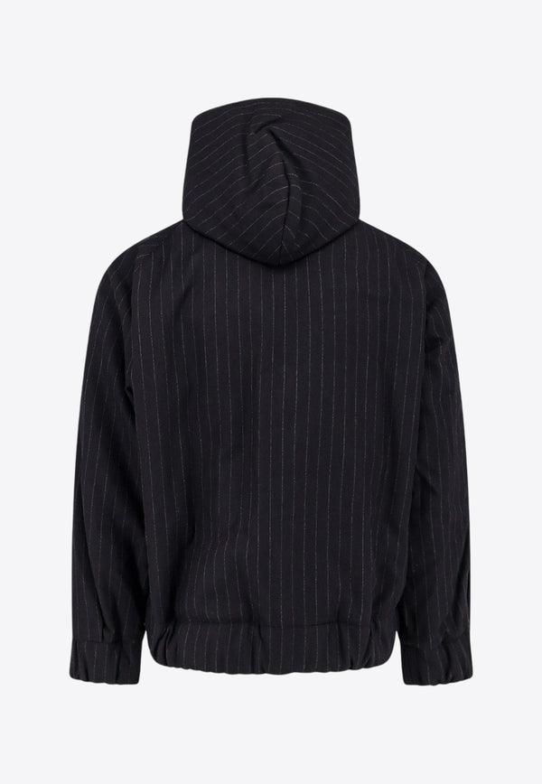 Sacai Pinstripe Zip-Up Hooded Jacket Black 2403478M_001