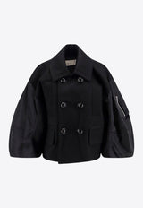 Sacai Double-Breasted Wool Coat Black 2407330_001