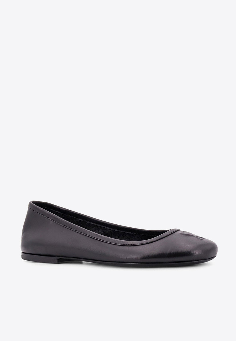 AMI PARIS Embossed Ami De Coeur Ballet Flats Black FSV804AL0069_001