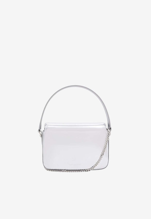 Self-Portrait Micro Metallic Leather Top Handle Bag Silver PF24309S_SILVER